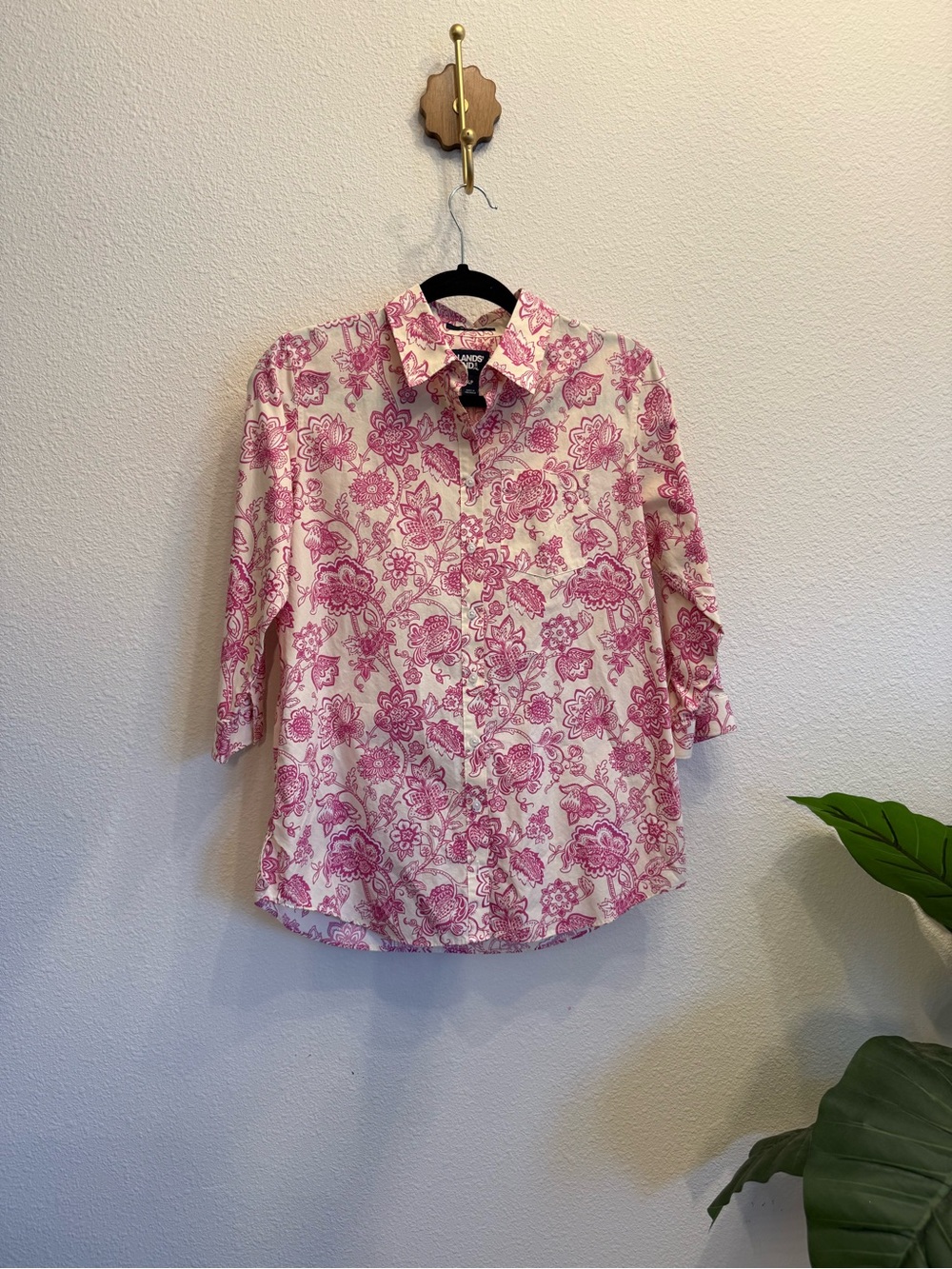 Lands' End Pink Floral Button-Down Shirt | Size 4P